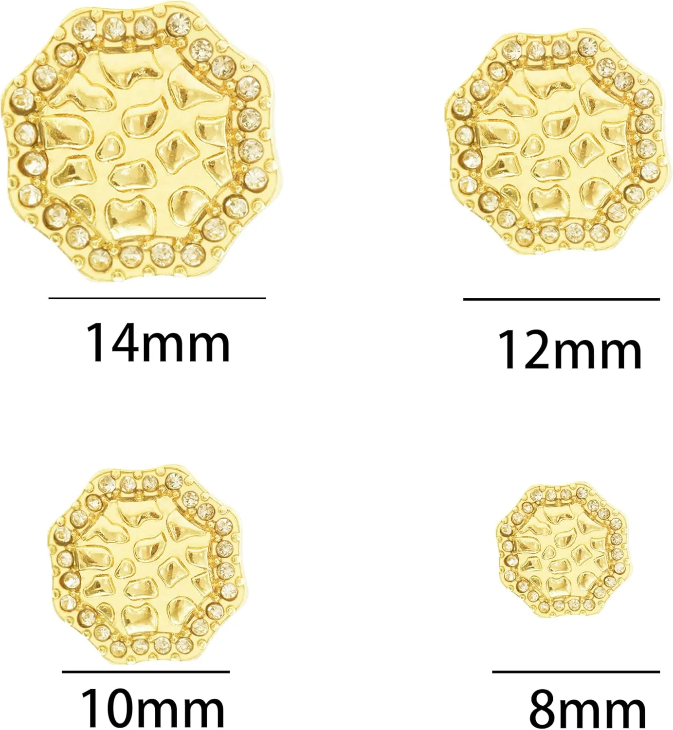 Cubic Zirconia Stud Earrings, Gold Nugget Earrings for Men, Cookie Nugget Earring, Gold-Plated Stud, 14K Gold-Plated Round Rough Textured Studs Earring for Women and Unisex