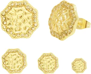 Cubic Zirconia Stud Earrings, Gold Nugget Earrings for Men, Cookie Nugget Earring, Gold-Plated Stud, 14K Gold-Plated Round Rough Textured Studs Earring for Women and Unisex