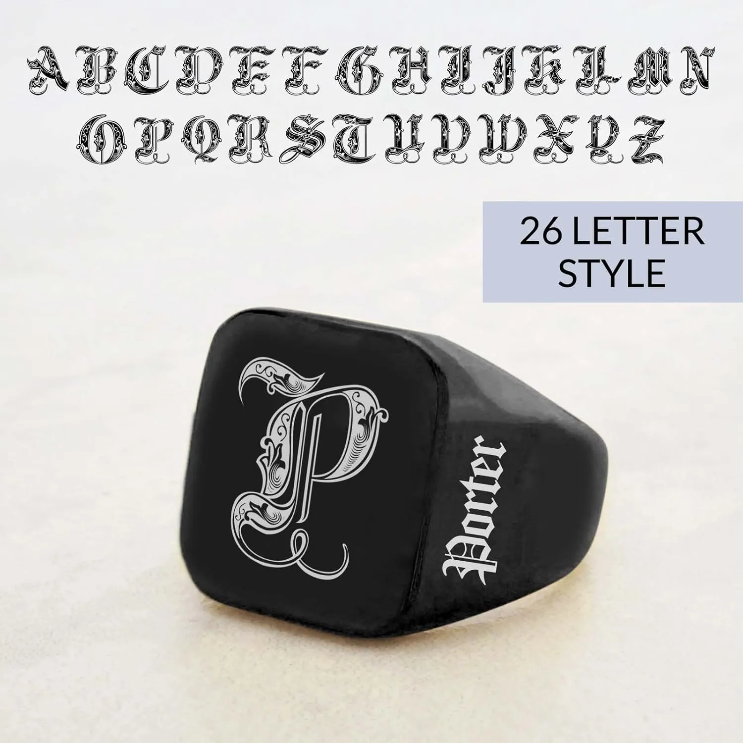 Custom Signet Ring for Men Personalized Initial Ring with Letter Custom Mens Rings Customized Memorial Gifts for Father Husband Boyfriend Friend