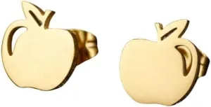Cute Apple Stainless Steel Small Stud Earrings for Women Teen Girls Fruit Cartilage Studs Earring Minimalist Christmas Jewelry Gifts