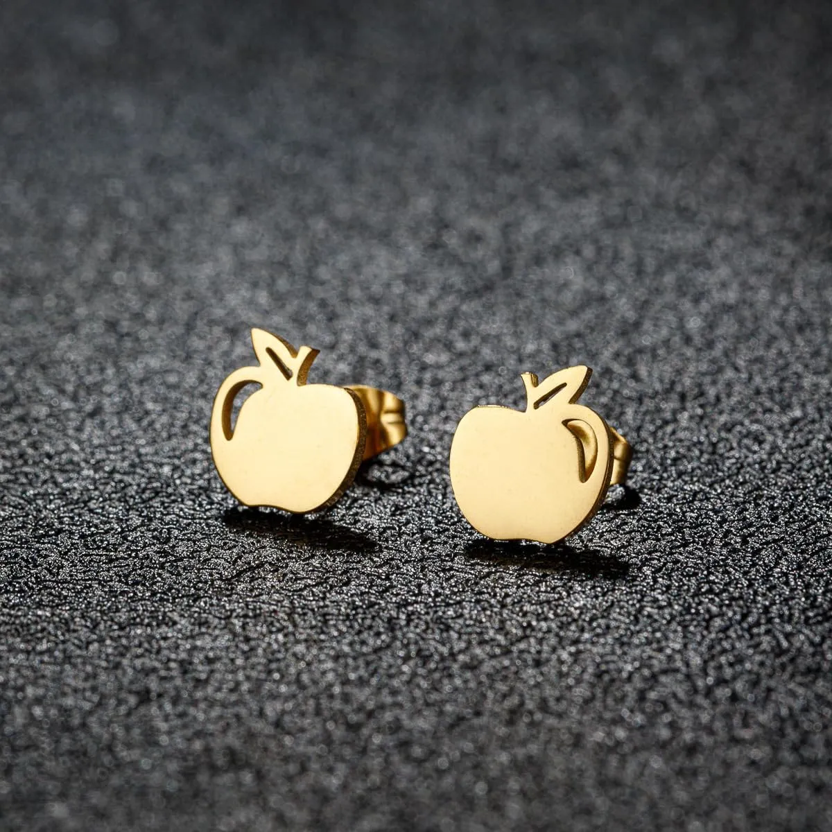 Cute Apple Stainless Steel Small Stud Earrings for Women Teen Girls Fruit Cartilage Studs Earring Minimalist Christmas Jewelry Gifts