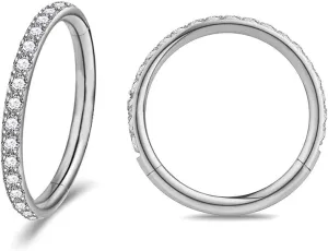 CZ Surgical Stainless Steel 16G Sleeper Cartilage Daith Tiny Small Hoop Earrings Tragus Mini Hinged Clicker Nose Ring Cuff Huggie Hoops for Women Men Helix Piercings 1 Pair Jewelry Gifts Bff