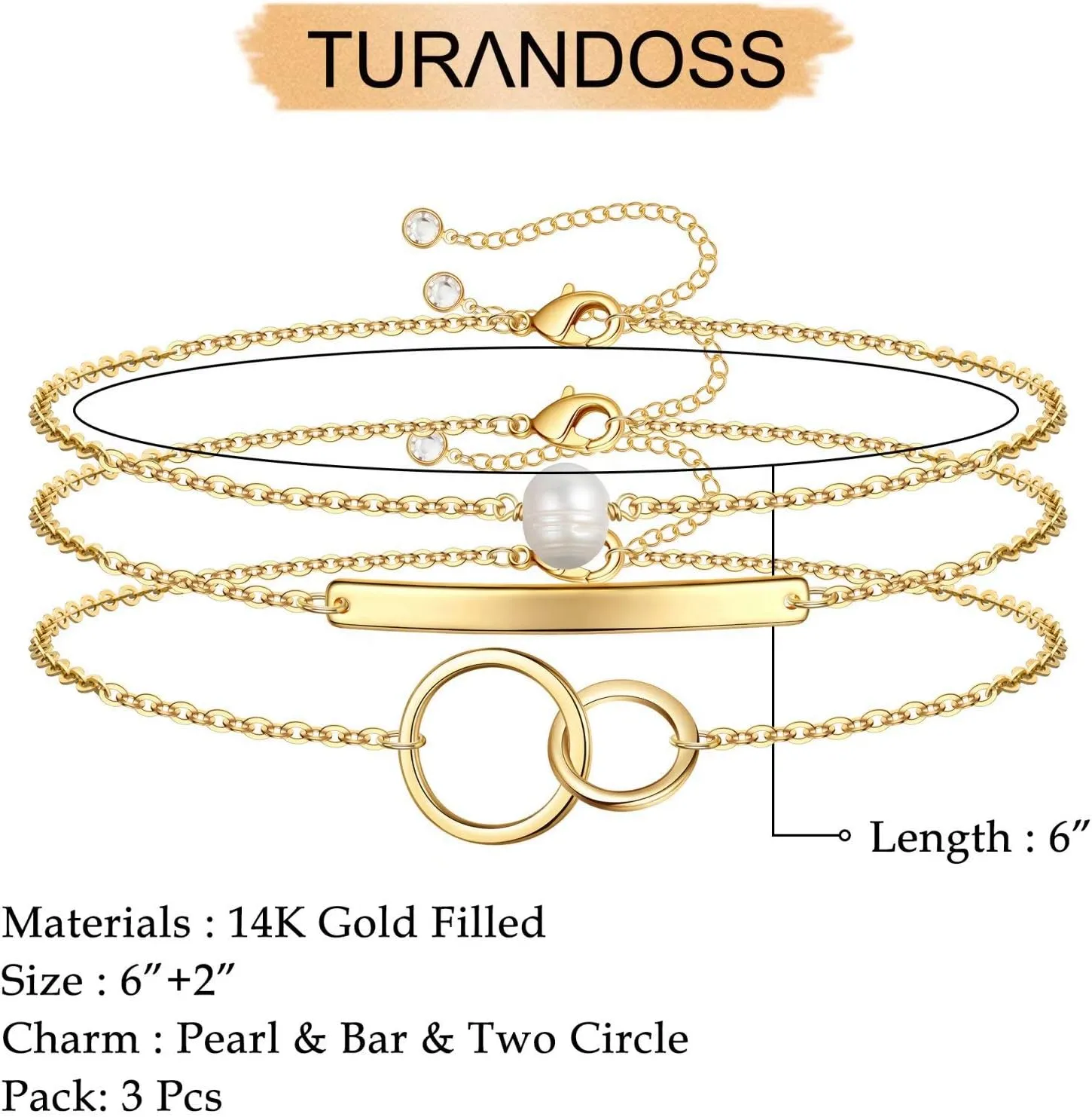 Dainty Gold Bracelets for Women, 14K Gold Plated Adjustable Layered Bracelet Cute Evil Eye Oval Chain Pearl Bar Turtle Gold Bracelets for Women Jewelry