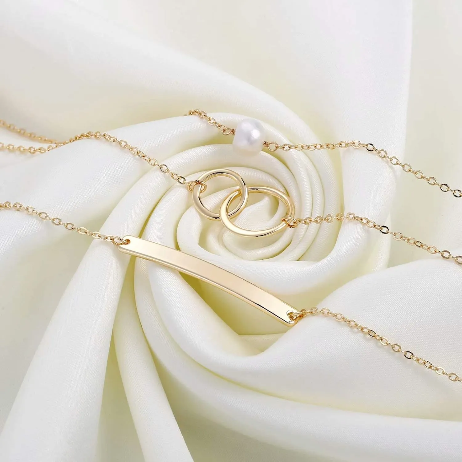 Dainty Gold Bracelets for Women, 14K Gold Plated Adjustable Layered Bracelet Cute Evil Eye Oval Chain Pearl Bar Turtle Gold Bracelets for Women Jewelry