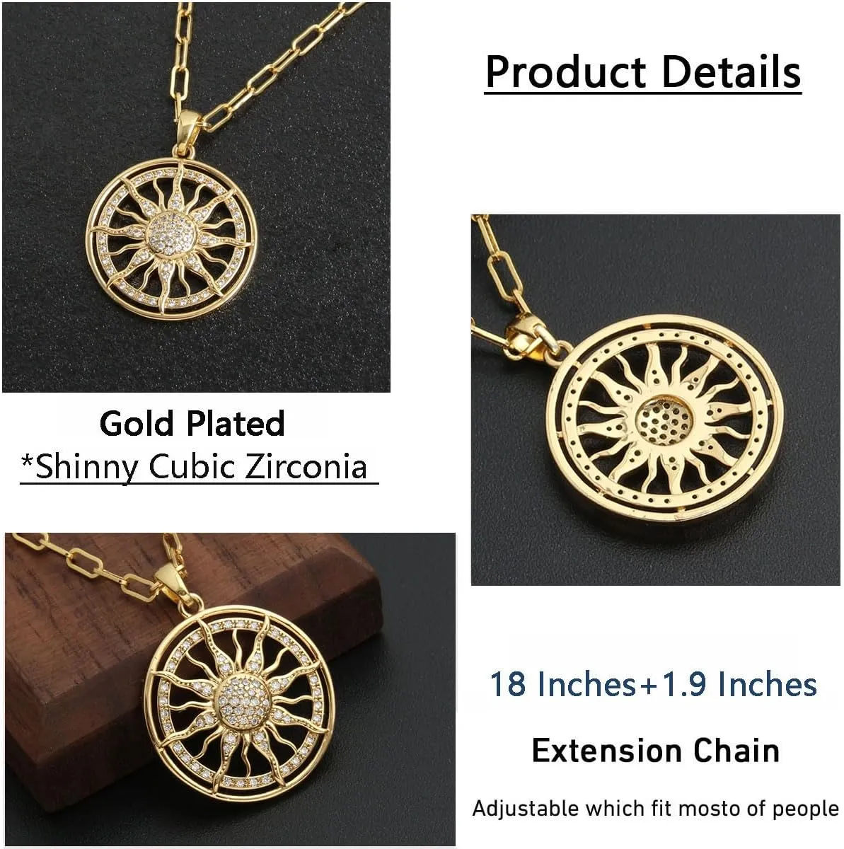 Dainty Layered Choker Necklace Gold Plated Sun Chunky Heart Necklaces Stackable Paperclip Chain Layering Jewelry For Women