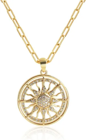 Dainty Layered Choker Necklace Gold Plated Sun Chunky Heart Necklaces Stackable Paperclip Chain Layering Jewelry For Women