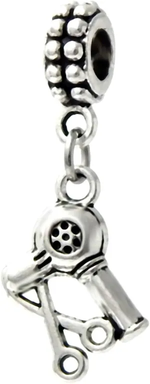 Dangle Barber's Scissors and Blow Dryer Charm Bead for Charms Bracelets
