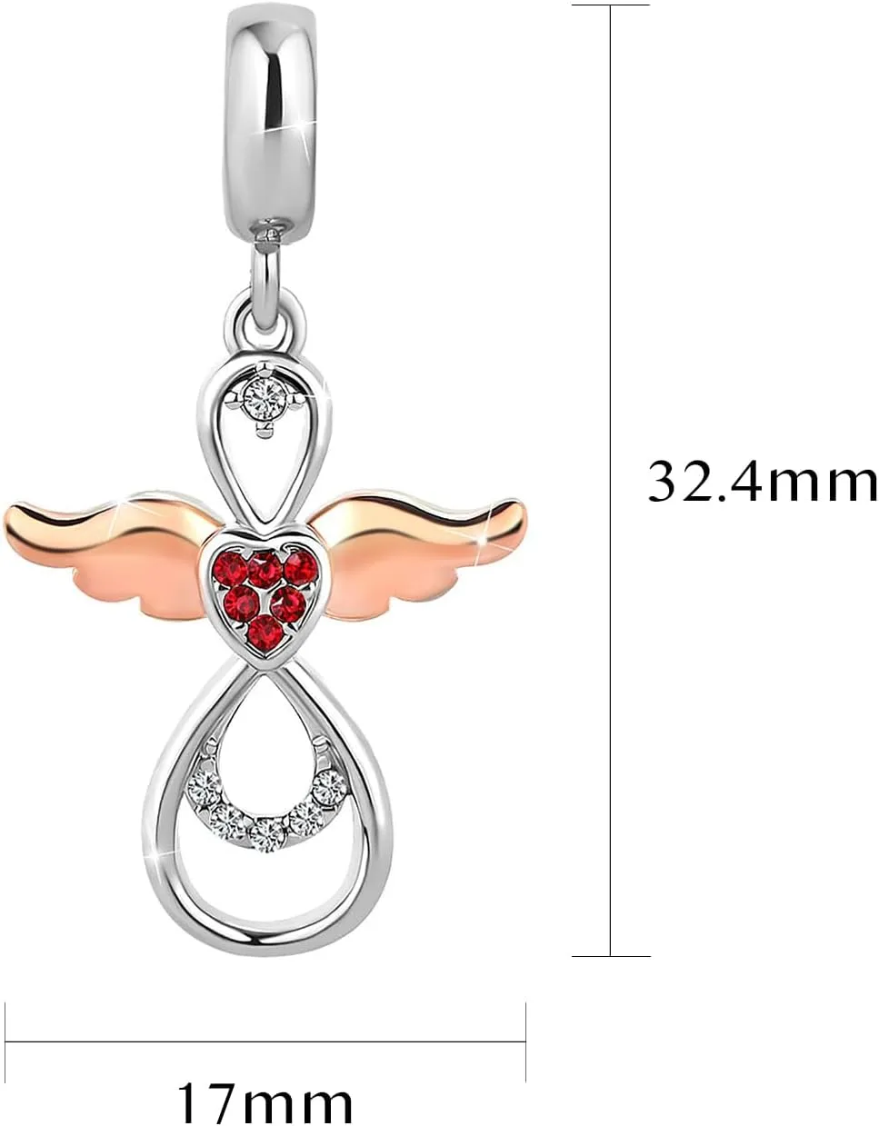 Dangle Guardian Angel Charm Compatible with Pandora Charms Bracelets
