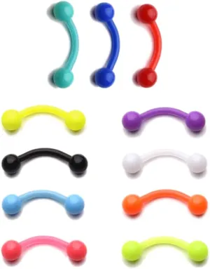 D.Bella 16G Clear Bioflex Acrylic Curved Barbell Eyebrow Rings Snake Eyes Tongue Belly Ring Mix Color CZ Piercing Retainer