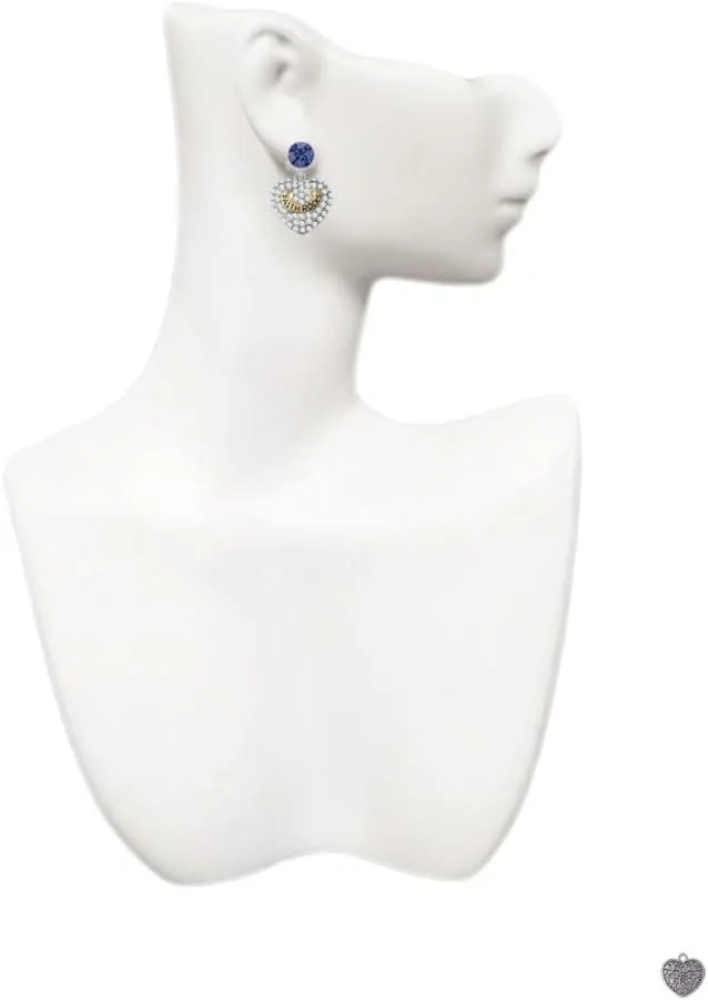 Delight Jewelry Two-tone 'Faith Rocks' on Clear Crystal Heart - Large Crystal Clip on Earrings