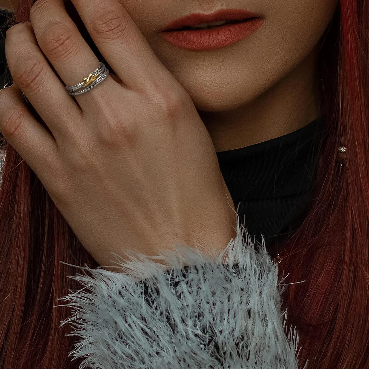 Designer Jewelry for Women Two-tone Crossover Twisted Cable Wire Band Ring Fashion Brand Jewelry Gift