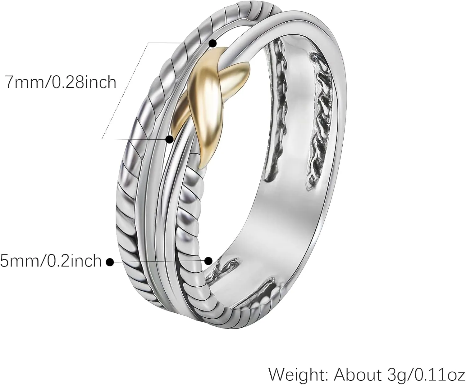 Designer Jewelry for Women Two-tone Crossover Twisted Cable Wire Band Ring Fashion Brand Jewelry Gift