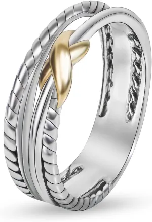 Designer Jewelry for Women Two-tone Crossover Twisted Cable Wire Band Ring Fashion Brand Jewelry Gift