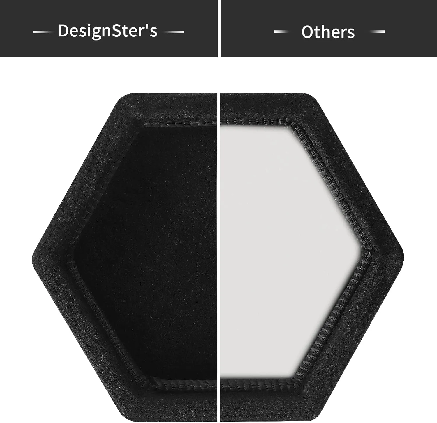DesignSter Hexagon Velvet Ring Box - Premium Gorgeous Vintage Double Ring Display Holder with Detachable Lid for Proposal, Engagement, Wedding, Ceremony (Black)