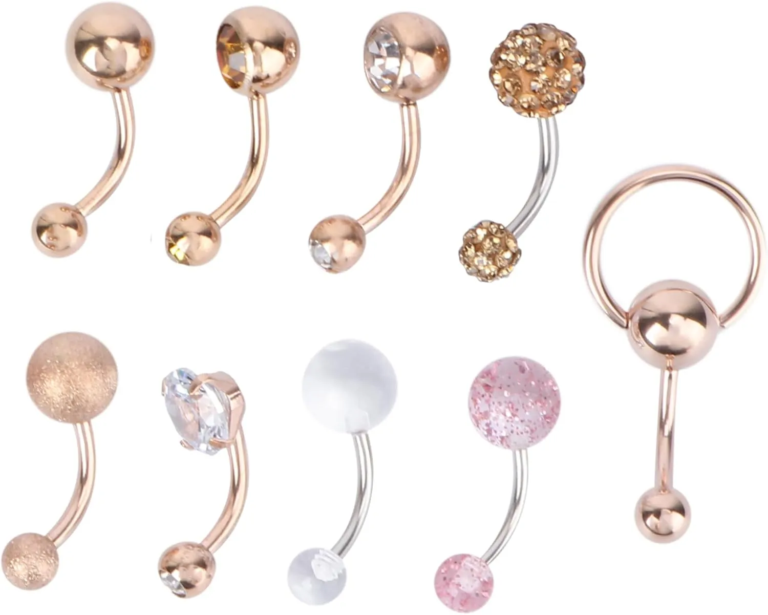 Didiseaon 9 Pcs Acrylic Rhinestone Zircon Navel Rings Belly Button Studs Piercing Jewelry Fashion Navel Ring Set for Street Snap Parties Dances