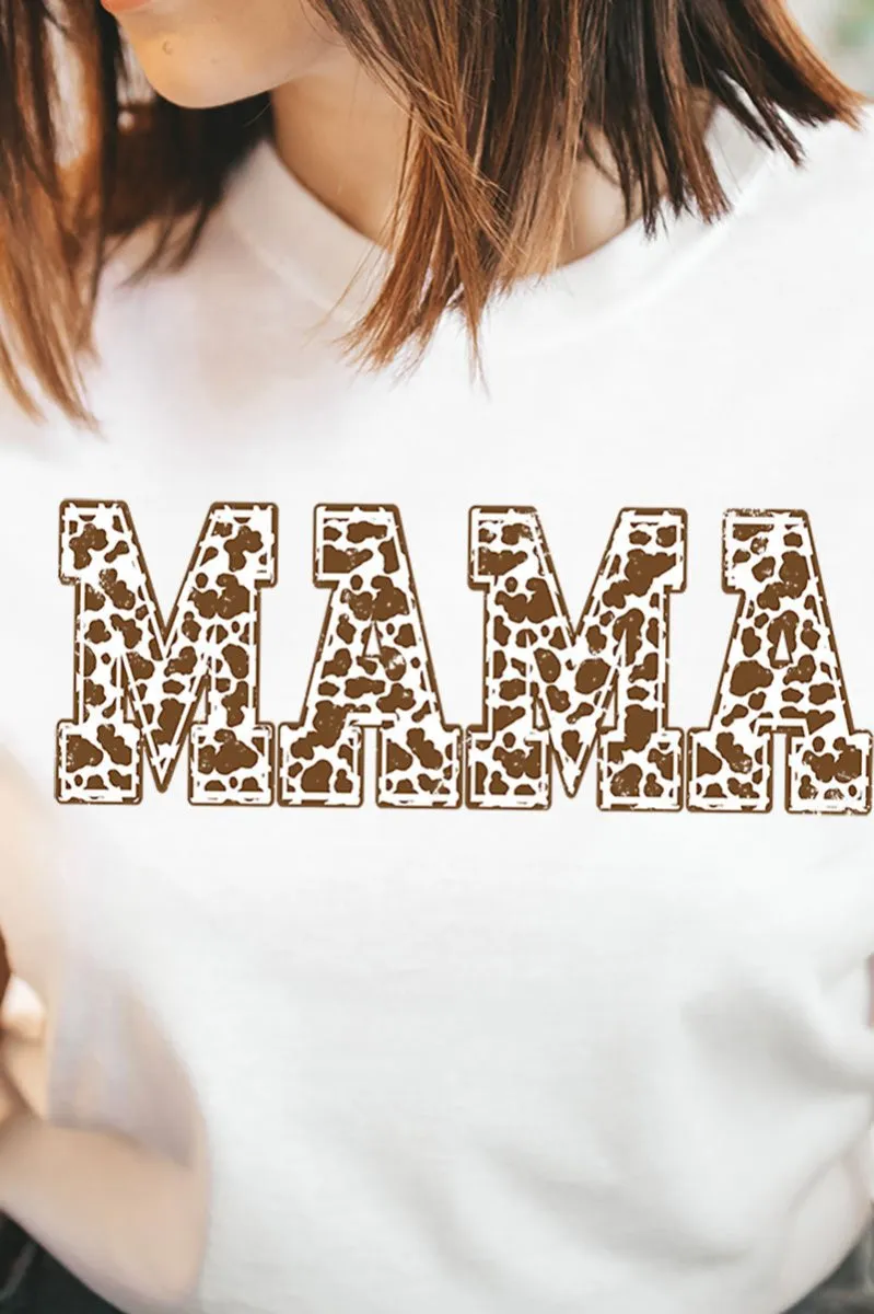 Distressed Brown Cow Mama Short Sleeve Relaxed Fit T-Shirt