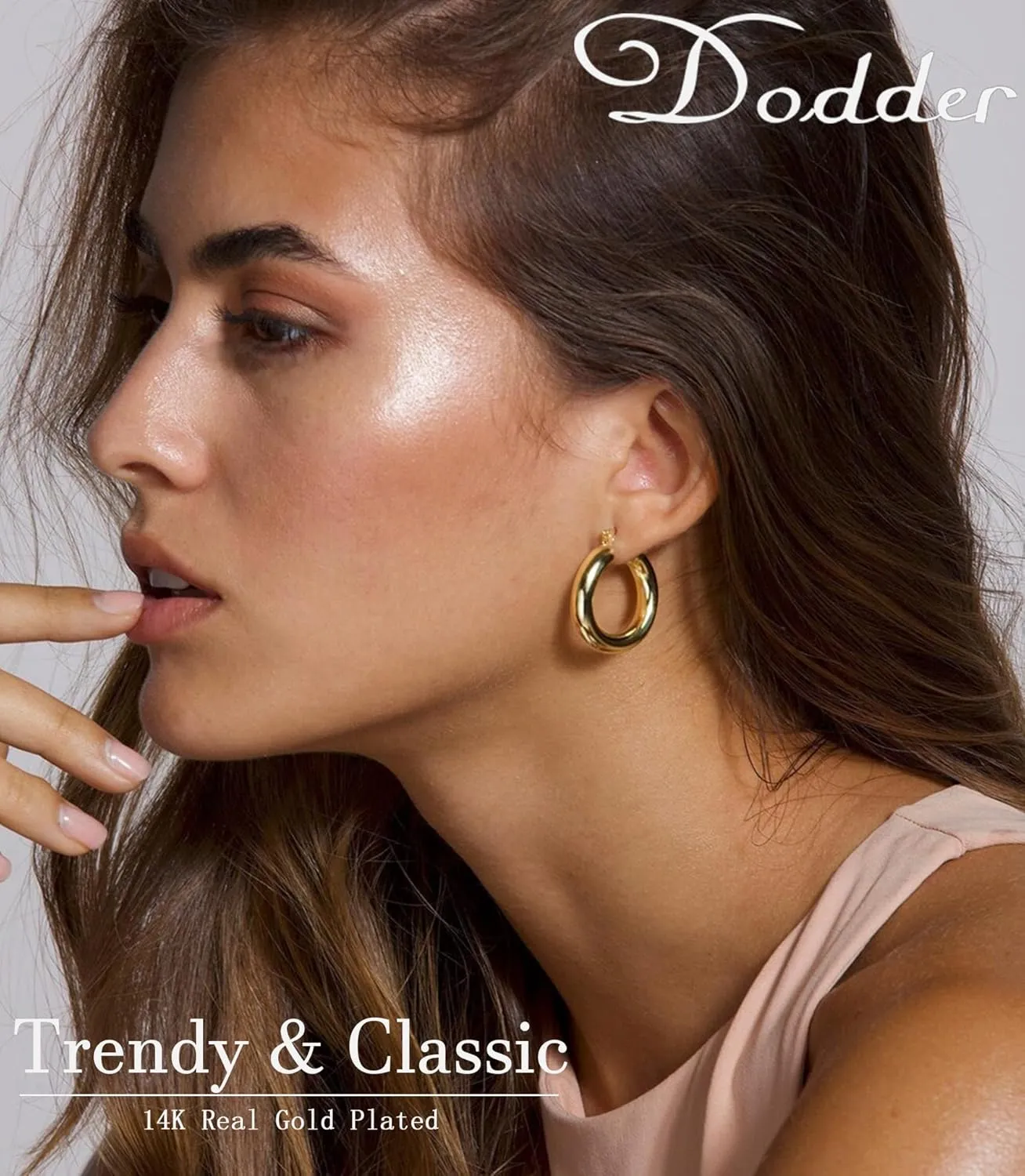 Dodder Gold Chunky Hoop Earrings for Women | 14K Gold Plated Lightweight Twisted Thick Open Hoop Earrings Set