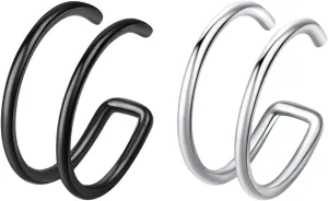 Double Hoop Nose Ring Nose Hoops Fake Nose Ring 18G 20G Lip Rings Cartilage Hoop Earring Faux Nose Rings for Women Men
