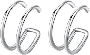 Double Hoop Nose Ring Nose Hoops Fake Nose Ring 18G 20G Lip Rings Cartilage Hoop Earring Faux Nose Rings for Women Men