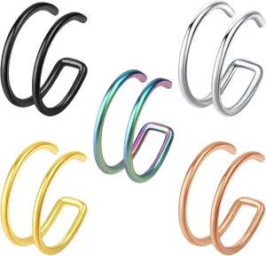 Double Hoop Nose Ring Nose Hoops Fake Nose Ring 18G 20G Lip Rings Cartilage Hoop Earring Faux Nose Rings for Women Men