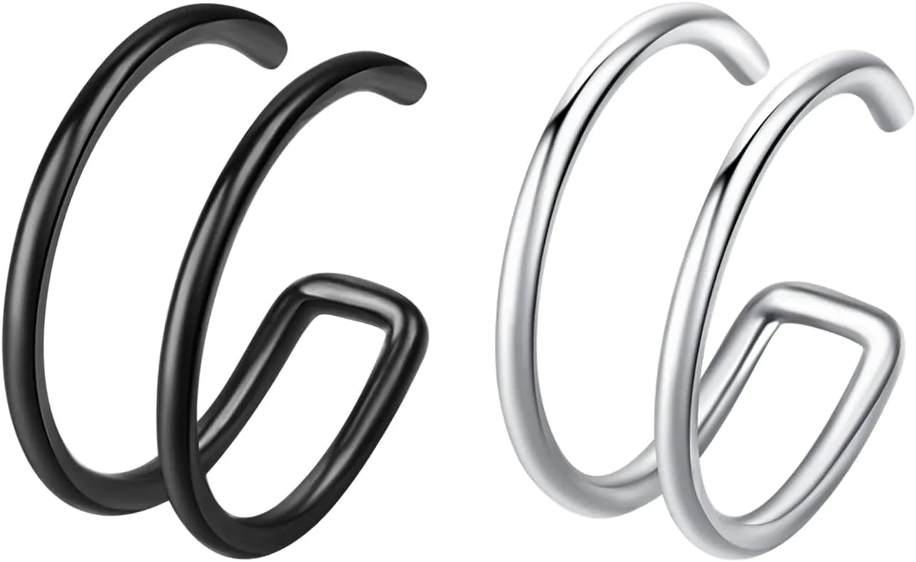 Double Hoop Nose Ring Nose Hoops Fake Nose Ring 18G 20G Lip Rings Cartilage Hoop Earring Faux Nose Rings for Women Men