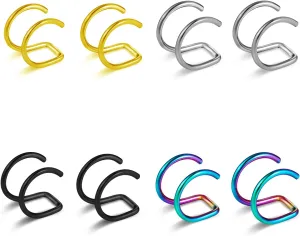 Double Nose Ring for Single Piercing Nose Hoops Nose Rings Studs for Women Hoop Nose Ring