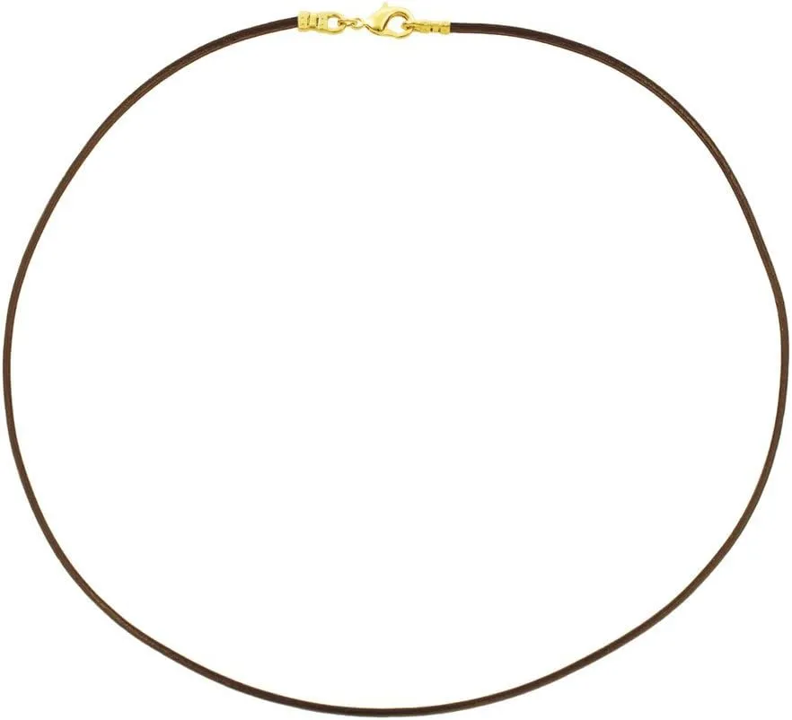 DragonWeave Gold Plated 1.8mm Fine Brown Leather Cord Necklace