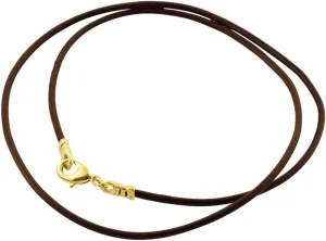 DragonWeave Gold Plated 1.8mm Fine Brown Leather Cord Necklace