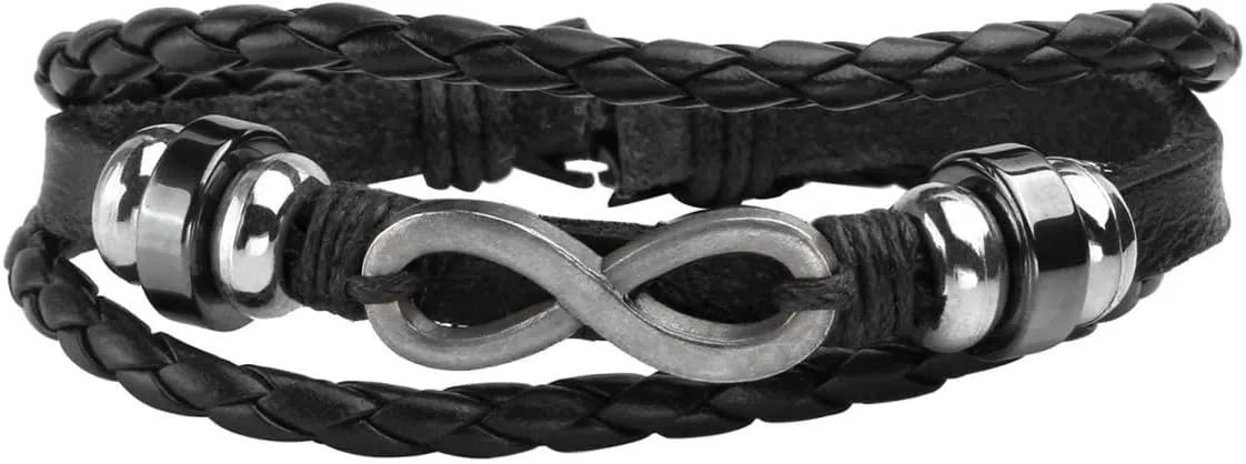 Eigso 6 Pcs Leather Bracelet Braided Wide Wristband Women Men Punk Rock Jewelry Skull
