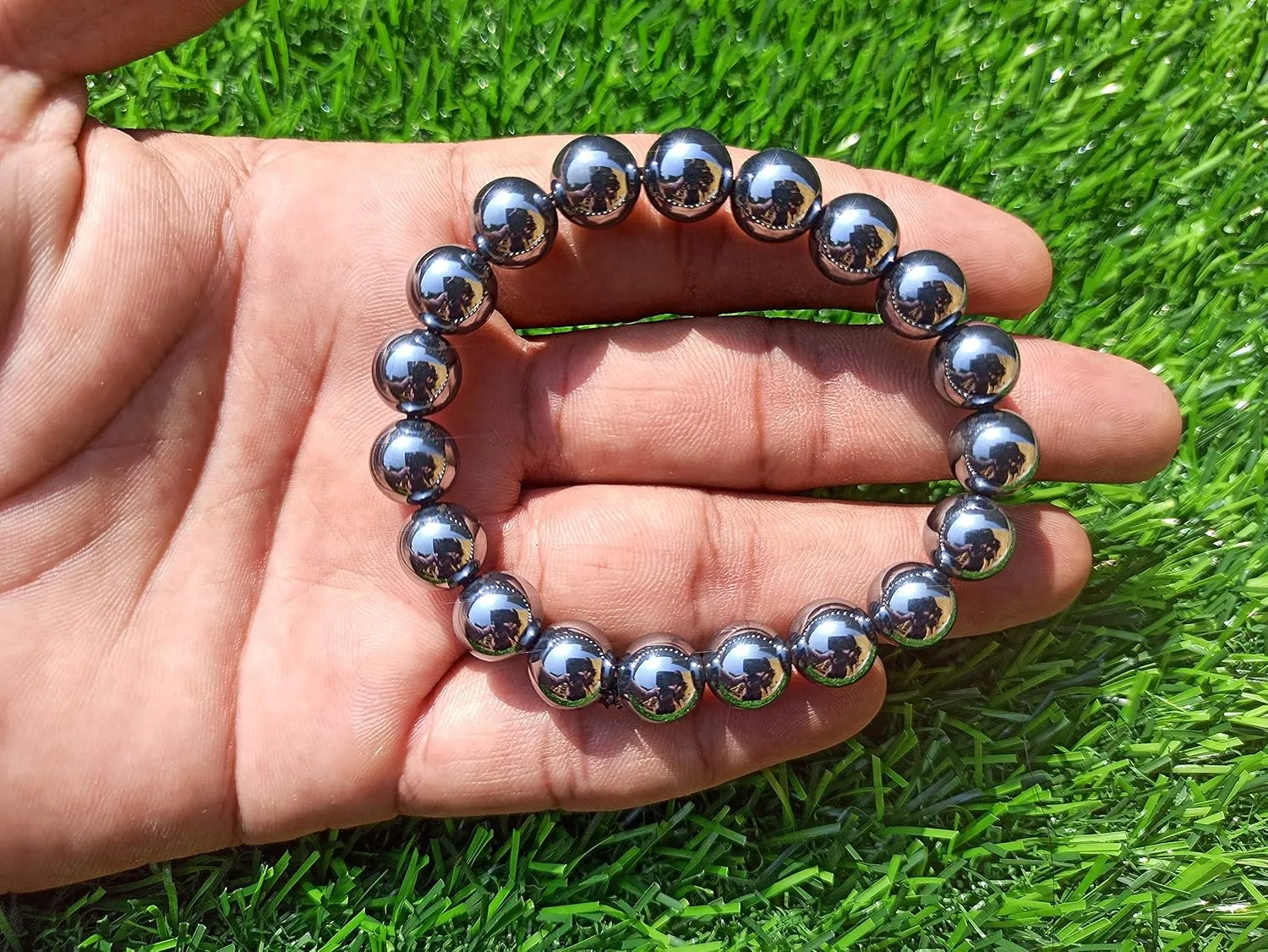 Elite Shungite beaded Bracelet Stretch Elastic, Stretchy Stones Bracelets Energy Jewelry Powerful Defender Spiritual Healing Chakra Balance size : 10 mm