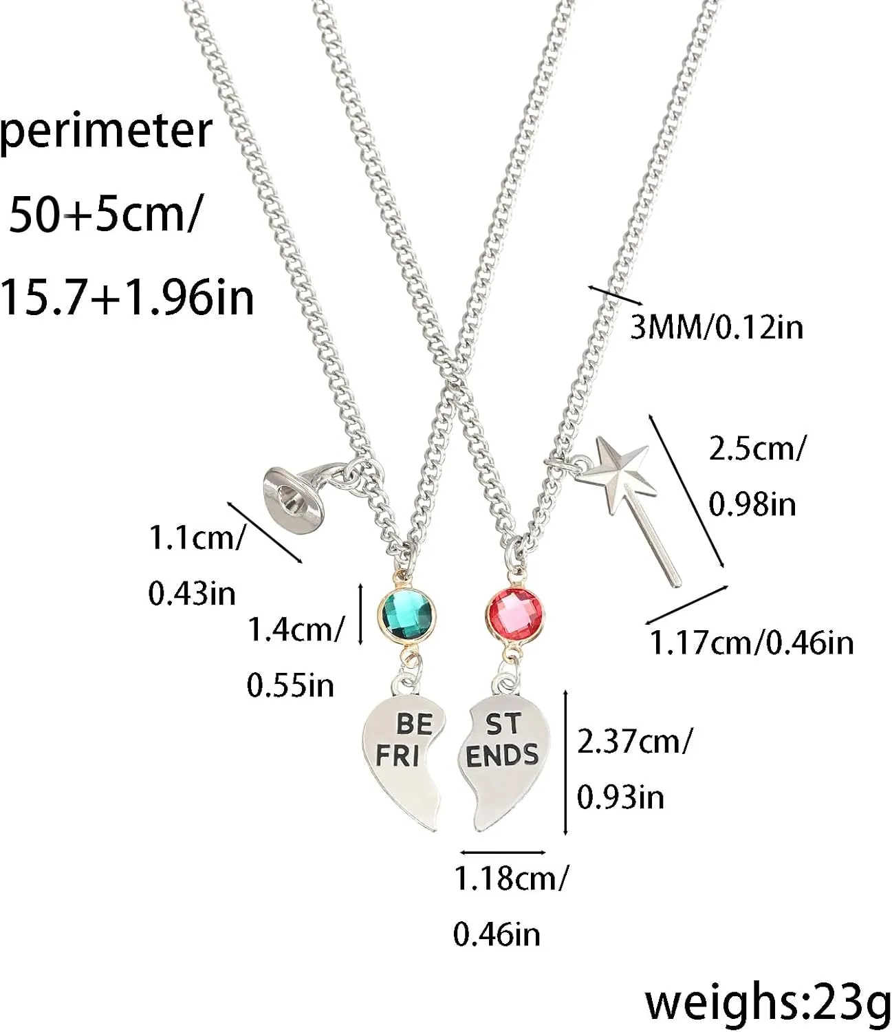 Elphaba Glinda Friendship Matching Bracelets - Wicked Musical Merch Witch Hat Crown Wand Heart Charm Necklaces - BFF Couple Accessories Christmas Valentine's Day Gift Set of 2