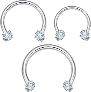 ENVYOU Silver Septum Rings Surgical Steel Cubic Zirconia Small Horseshoe Ring Helix Daith Cartilage Lip Piercing Jewelry for Women