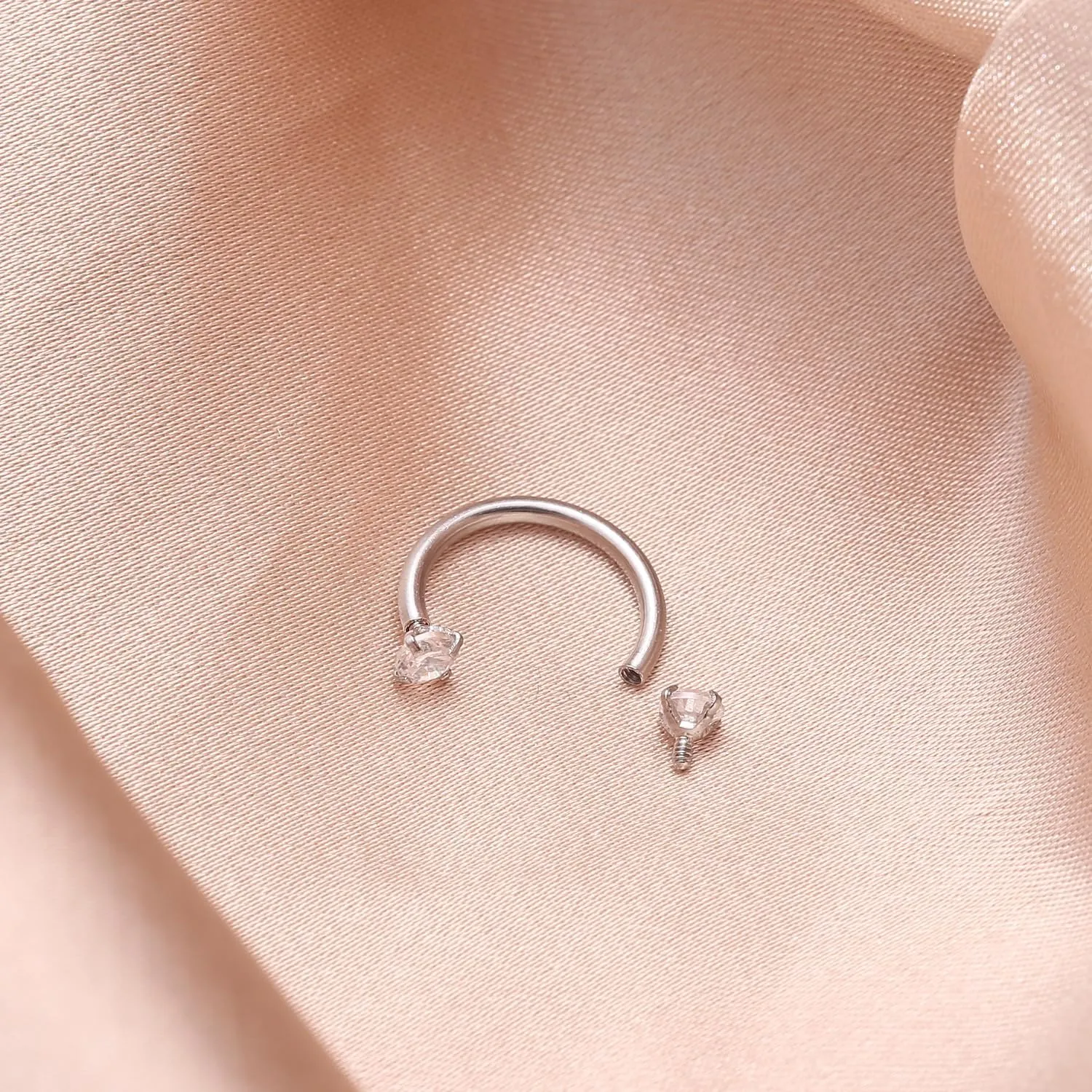 ENVYOU Silver Septum Rings Surgical Steel Cubic Zirconia Small Horseshoe Ring Helix Daith Cartilage Lip Piercing Jewelry for Women