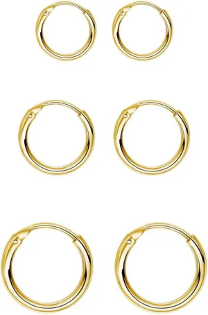 EPIRORA Sterling Silver Hoop Earrings for Women Men, Hypoallergenic Cartilage Earring Endless Small Hoop Earrings Set, 3 Pairs Tragus Earrings (8mm/10mm/12mm)