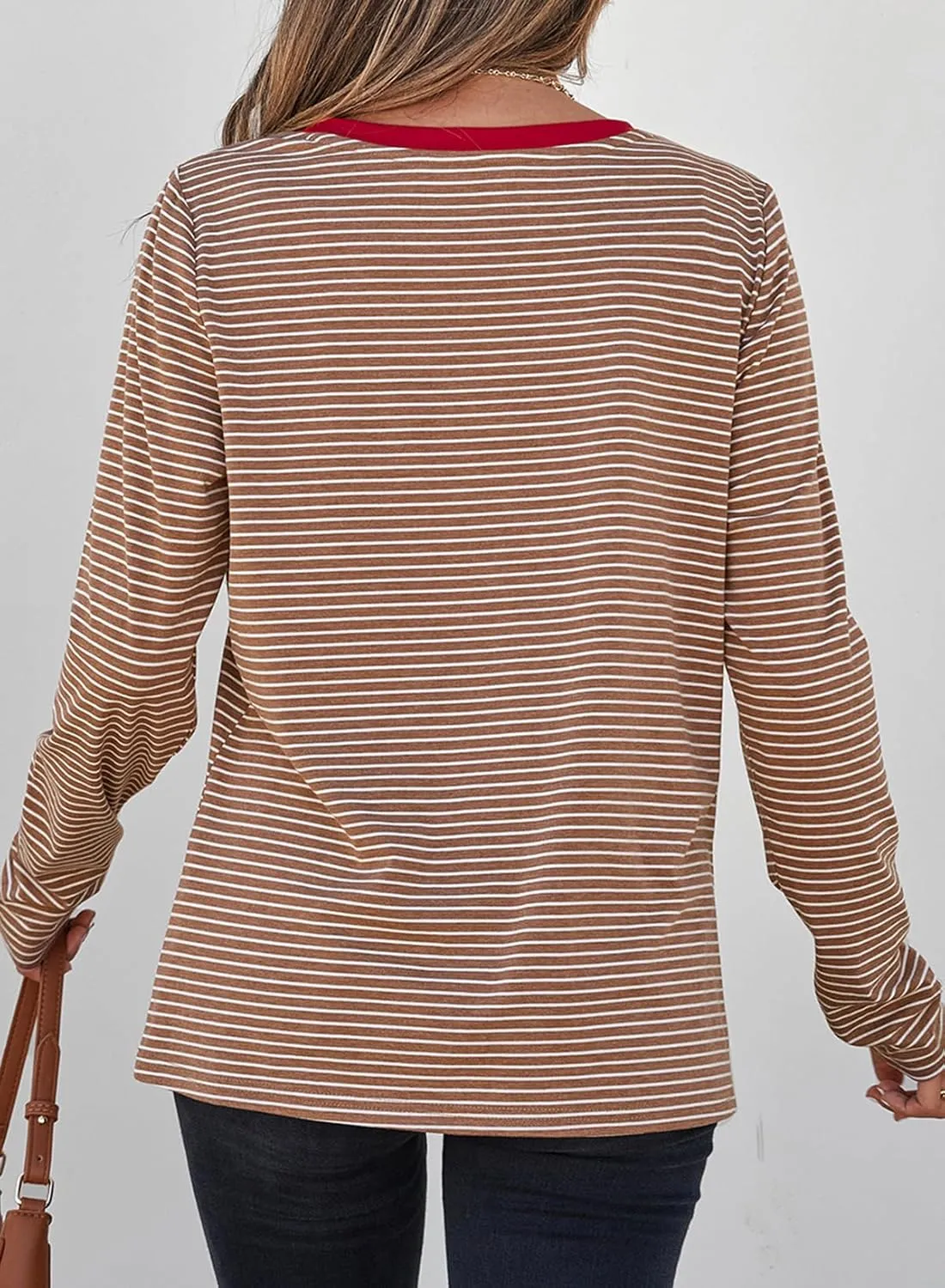 EVALESS Spring Summer Tops for Women Trendy V Neck Long Sleeve Shirts 2025 Basic T Shirts Loose Tee Clothes Casual Outfits