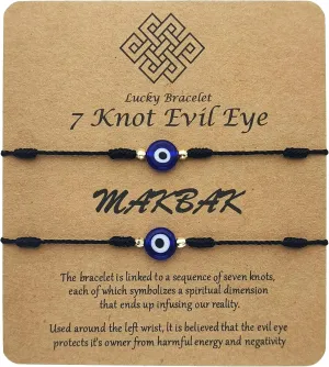 Evil Eye 7 Knot Lucky Bracelets for Women Men Adjustable Lucky Amulet Black Red String Bracelet for Protection Family Friends