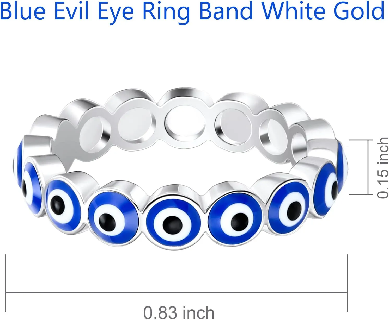 Evil Eye Ring for Women 18K White Gold Plated Evil Eye Band Cubic Zirconia Braided Engagement Promise Statement Wedding Ring Jewelry Gift Size 6-10