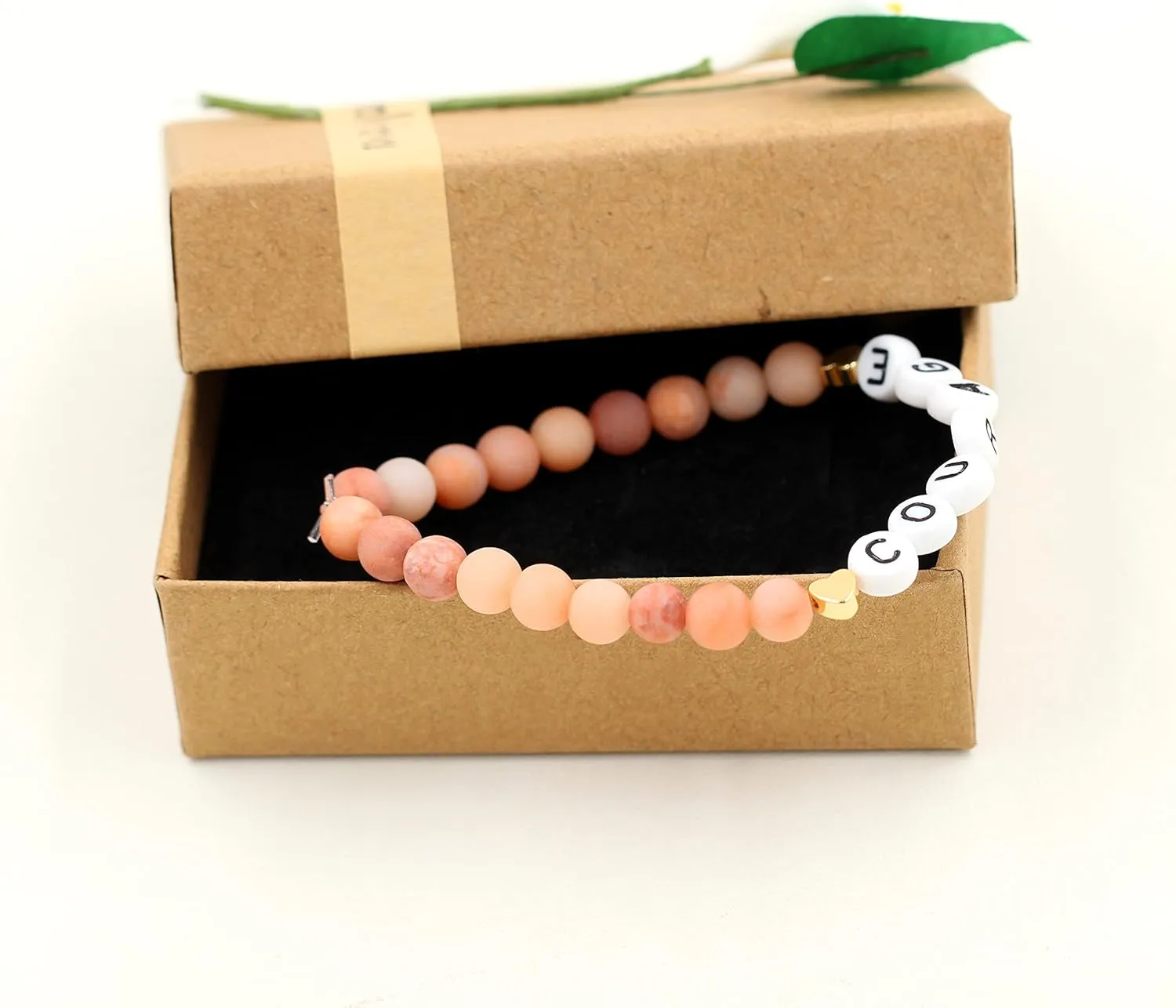 Faith Brave Love Inspirational Bracelets, Natural Matte Aventurine Beads Bracelet 17cm/6.7inch
