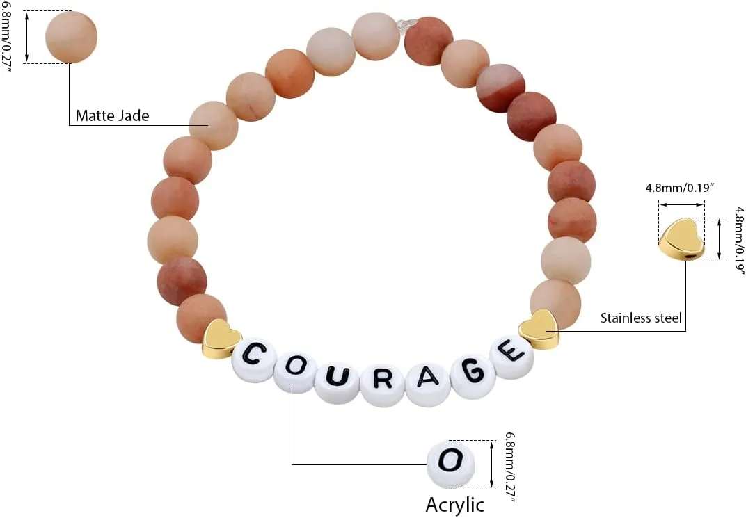 Faith Brave Love Inspirational Bracelets, Natural Matte Aventurine Beads Bracelet 17cm/6.7inch
