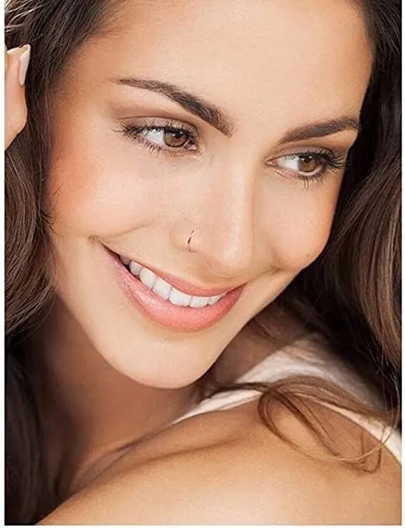 Fake Piercings Face Nose Ring Hoop 20 Gague 8mm,Nose Piercing Hoop Stainless Steel Non Piercing Nose Rings Hoop Jewelry Men Women