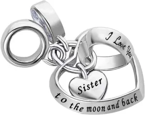 Family Interlocking Heart Dangle Charm fits Pandora Charms Bracelets Birthstone Cubic Zirconia Grandma Grandson Auntie Daughter Dad Mom Mum Nan Sister Wife