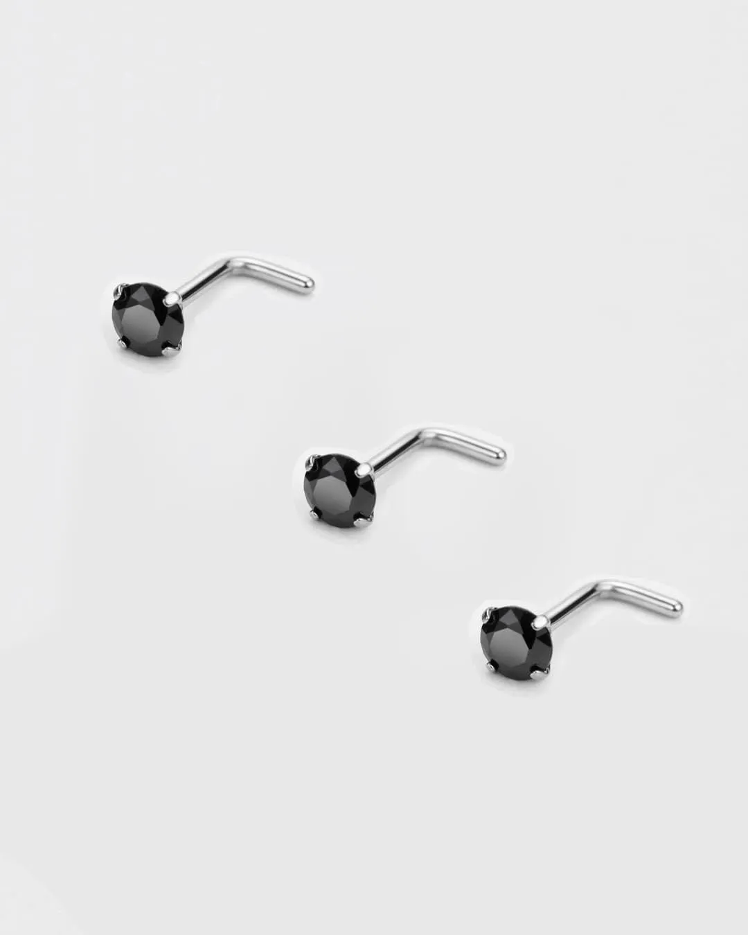 FANSING 3 Pieces CZ Nose Studs L Shape Nose Rings Studs for Women Surgical Steel Nostril Piercing Jewelry