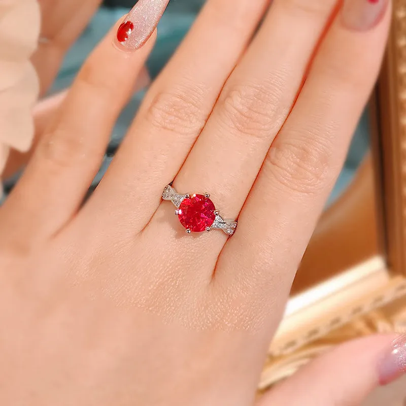 Fashion Luxury Red Gemstone Minimalist Ring