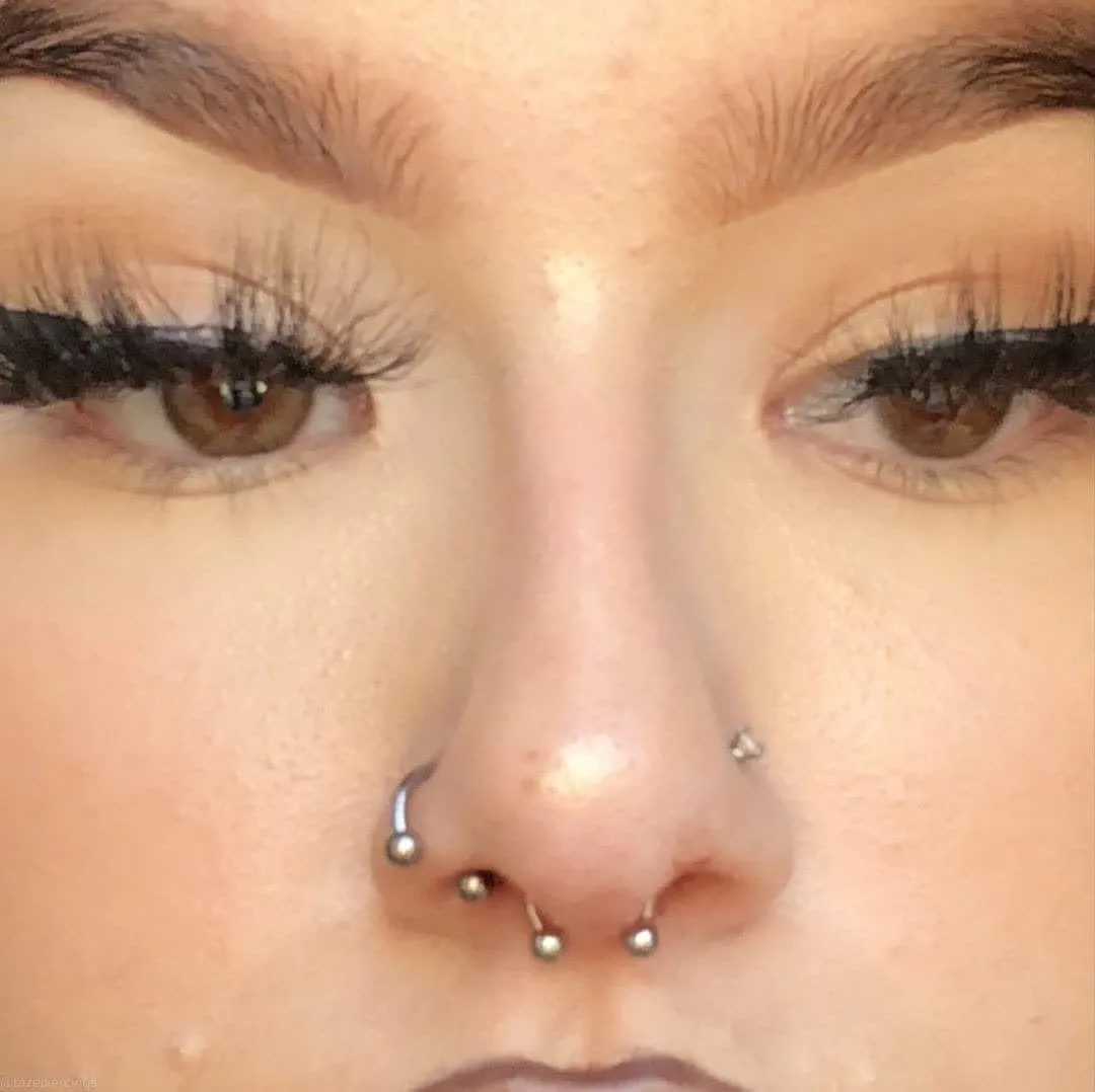 FECTAS 8Pcs 16G Septum Rings with Clear Septum Jewelry for Work/Surgery/Sports Cartilage Earrings Lip Rings 6mm 8mm 10mm 12mm