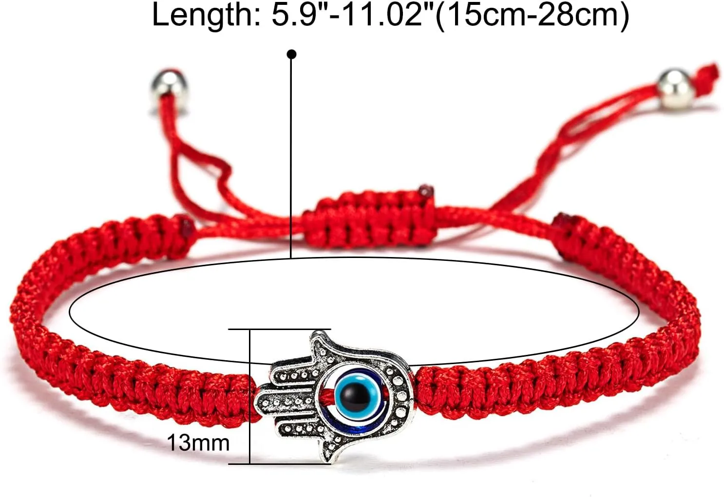 Fesciory Evil Eye Bracelets for Women, 2Pcs Adjustable Red String, 7 Knots Braided Lucky Thread, Hamsa Hand Amulet Bracelets for Men Women Jewelry Gifts