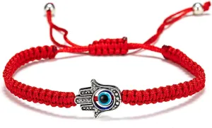 Fesciory Evil Eye Bracelets for Women, 2Pcs Adjustable Red String, 7 Knots Braided Lucky Thread, Hamsa Hand Amulet Bracelets for Men Women Jewelry Gifts