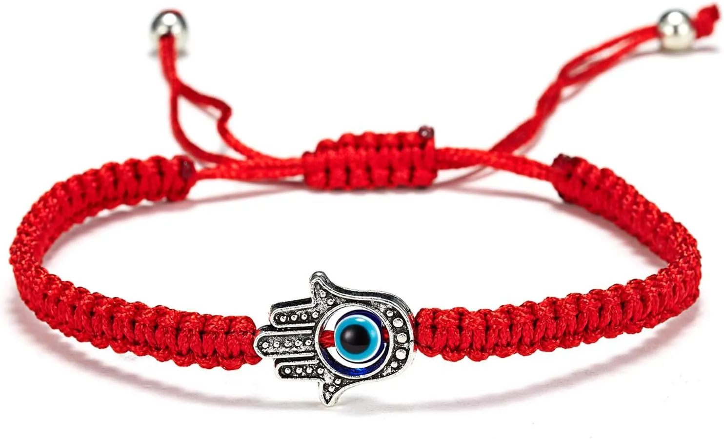 Fesciory Evil Eye Bracelets for Women, 2Pcs Adjustable Red String, 7 Knots Braided Lucky Thread, Hamsa Hand Amulet Bracelets for Men Women Jewelry Gifts