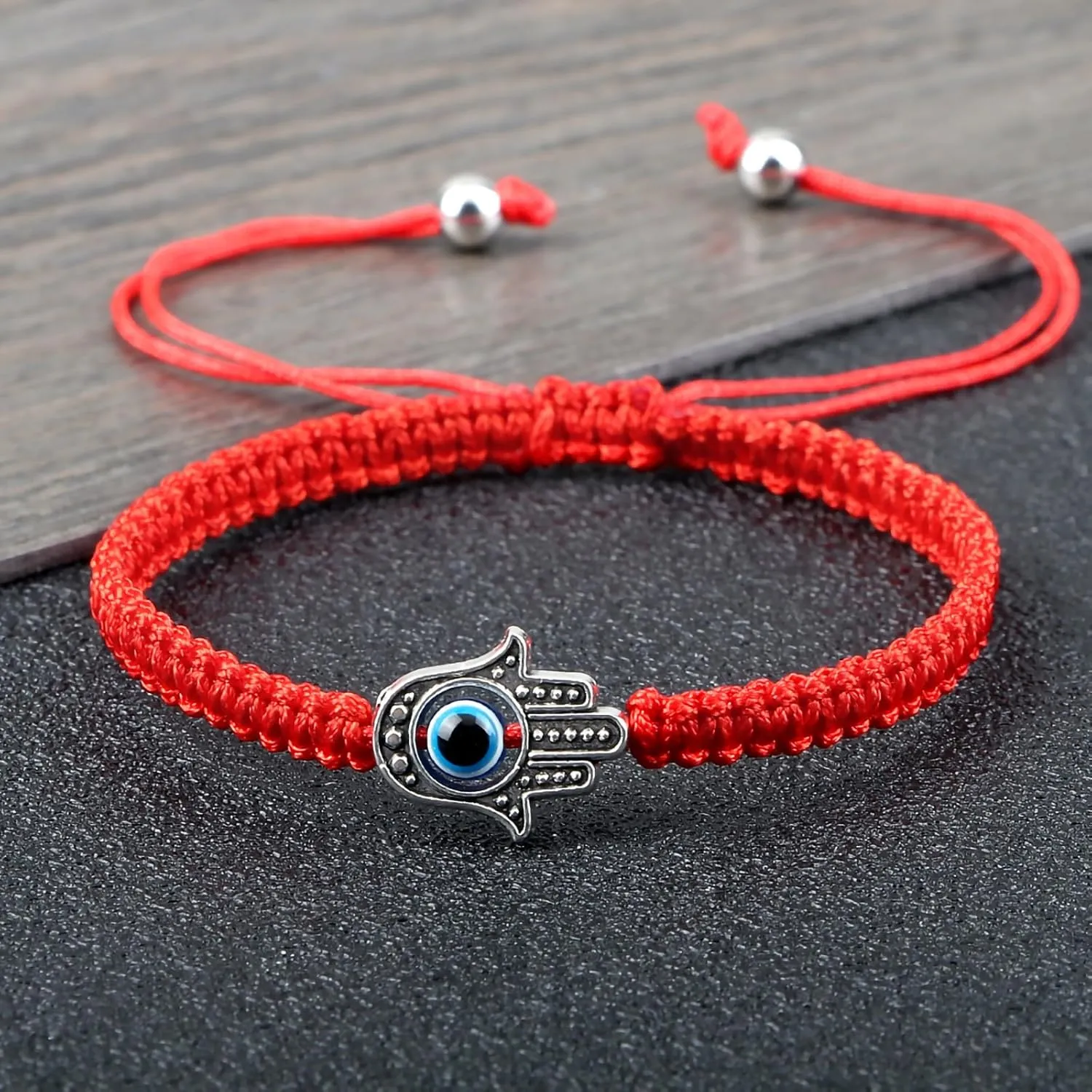 Fesciory Evil Eye Bracelets for Women, 2Pcs Adjustable Red String, 7 Knots Braided Lucky Thread, Hamsa Hand Amulet Bracelets for Men Women Jewelry Gifts