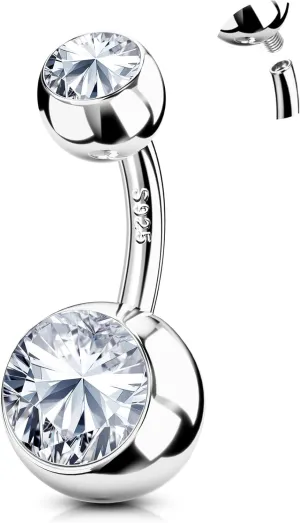 FIASASO Belly Button Ring Surgical Steel Titanium Sterling Silver 14K Gold Belly Button Rings Cubic Zirconia Internally Threaded Belly Rings 14G Belly Piercing Jewelry Hypoallergenic Navel Piercing Jewelry for Women