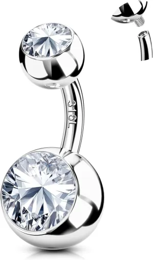 FIASASO Belly Button Ring Surgical Steel Titanium Sterling Silver 14K Gold Belly Button Rings Cubic Zirconia Internally Threaded Belly Rings 14G Belly Piercing Jewelry Hypoallergenic Navel Piercing Jewelry for Women